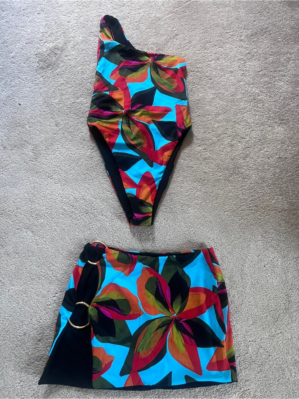 Louisa Ballou Black Swim Skirt with Multicolor Trim